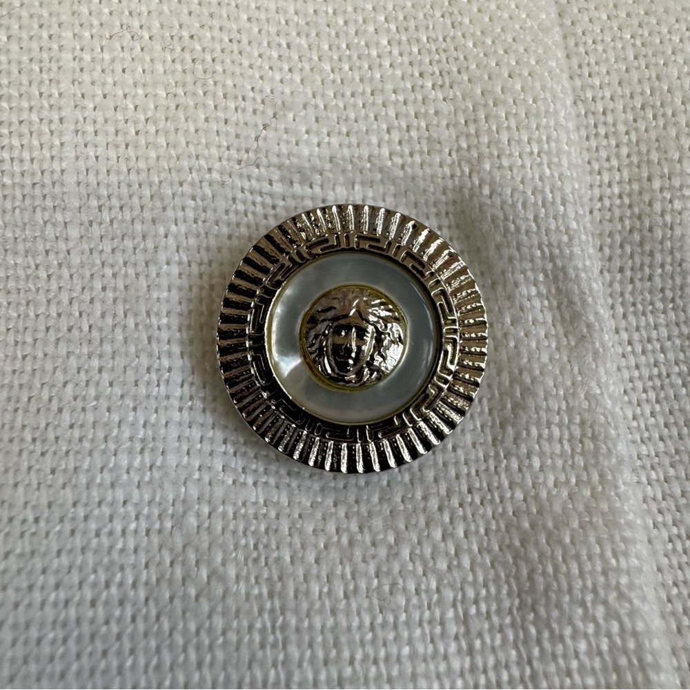 Gianni Versace Linen Button Front Skirt Medusa White Sz 40 S - Picture 4 of 16